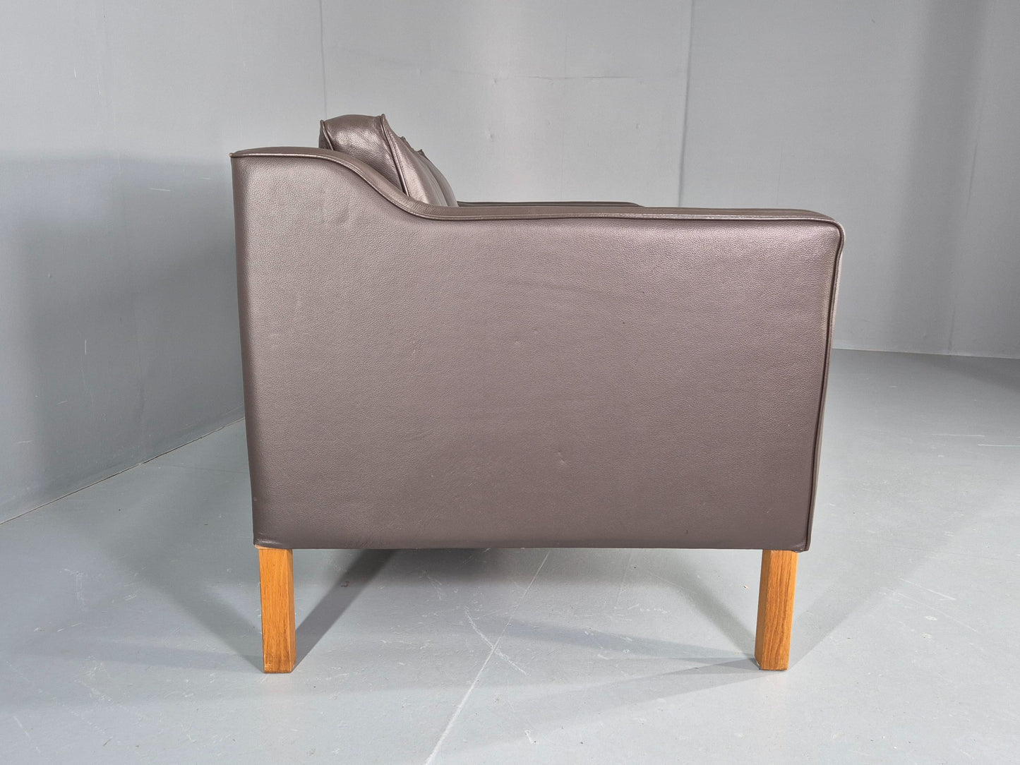 Vintage 2 Seater Sofa Danish Brown Leather 80s Retro MCM Mogensen Style EB12431