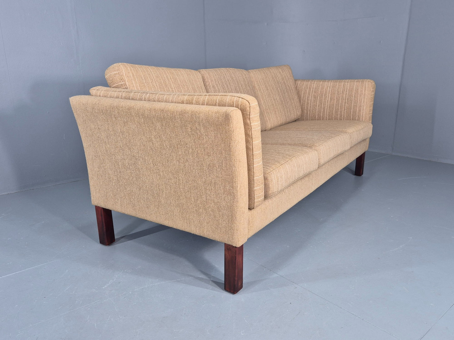 Vintage 3 Seater Sofa Danish Design 1980s Wool upholstery Retro MCM EB12543