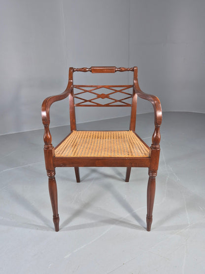 Vintage Regency Style Mahogany Armchair with Bergere Seat 1900s Antique Eb12585