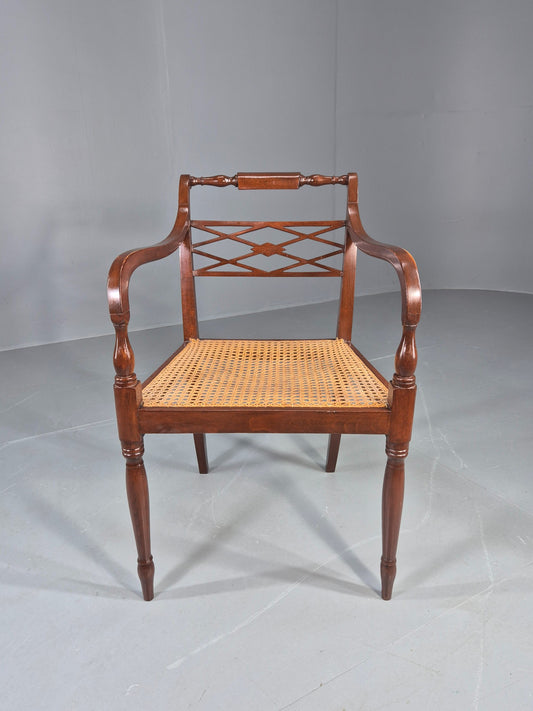 Vintage Regency Style Mahogany Armchair with Bergere Seat 1900s Antique Eb12585