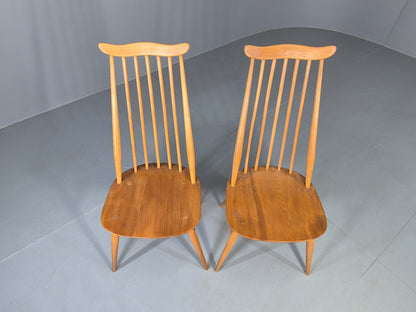 2 Vintage Ercol Goldsmith Dining Chairs Blonde Wood Frame 1970s Retro EB12984