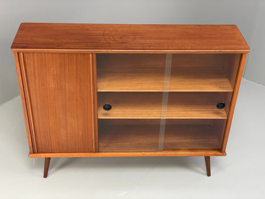 Vintage Glazed Bookcase Cabinet 1960s Mid Century Teak Shelving EB12629