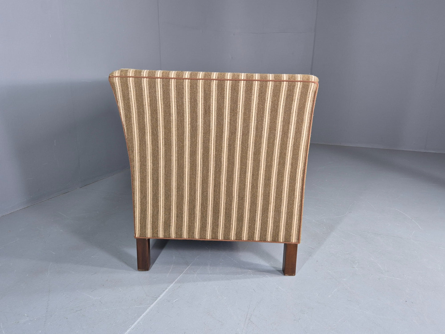 Vintage Danish Art Deco Style 2 Seater Sofa Green and Cream Wool Stripe EB12695