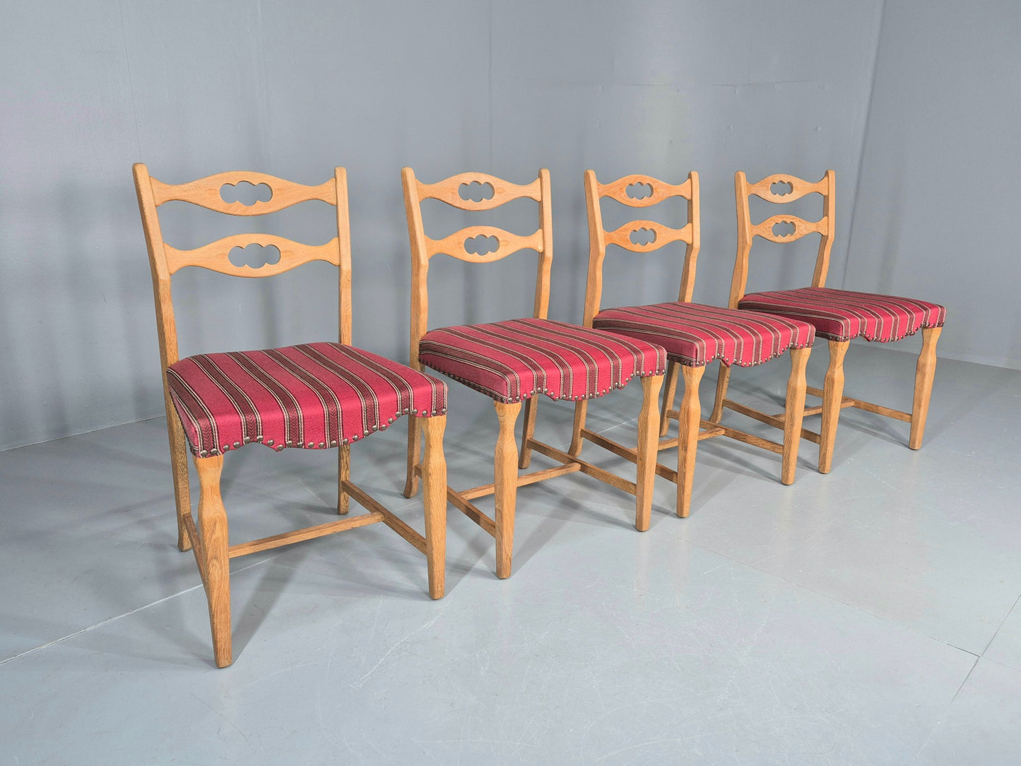 4 Vintage Henning Kjaenulf Oak dining chairs 1970s Danish Retro EB12110