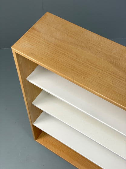 Vintage 1980s Beech Bookcase White Vinyl Base Adjustable Shelving Retro EB13170