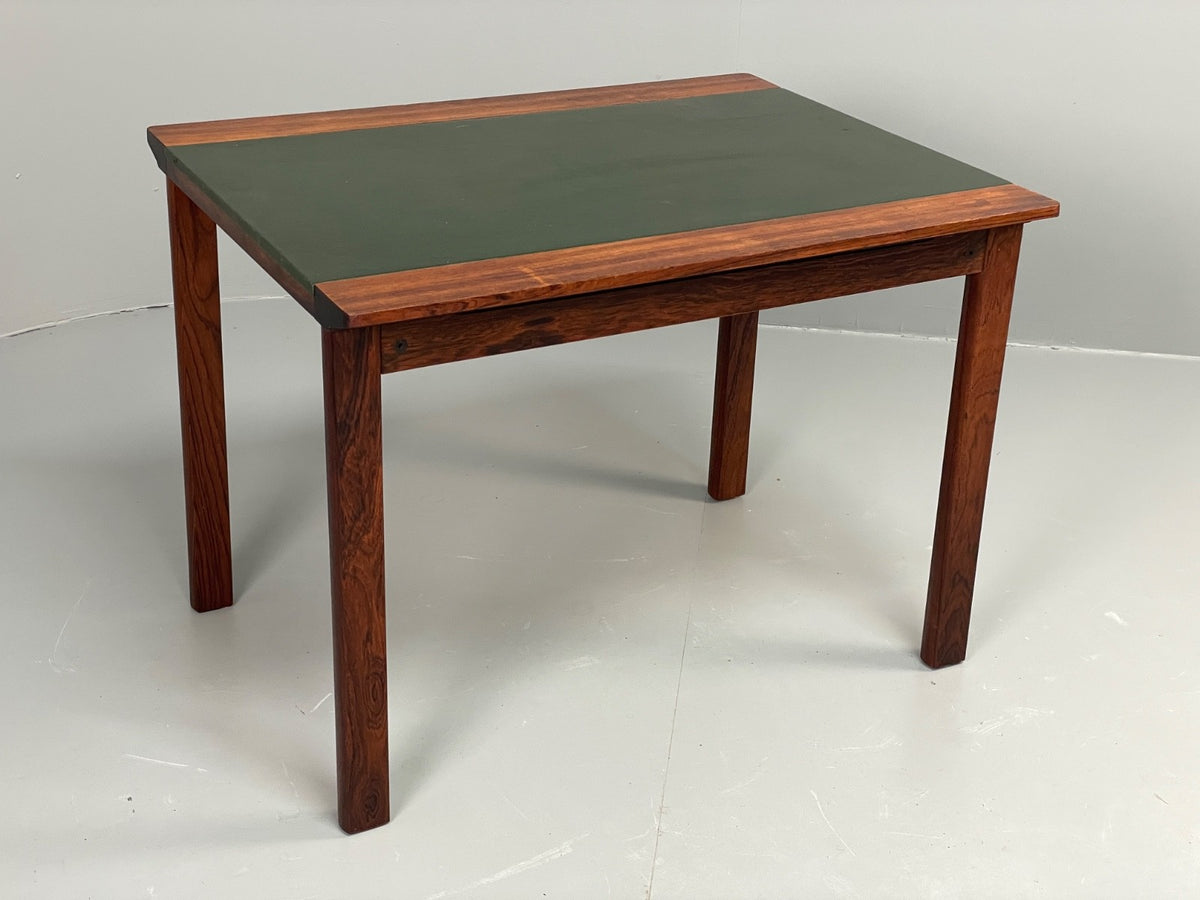 Vintage 1960s Side Table By Hans Olsen Sweden Green Leather Top EB11186