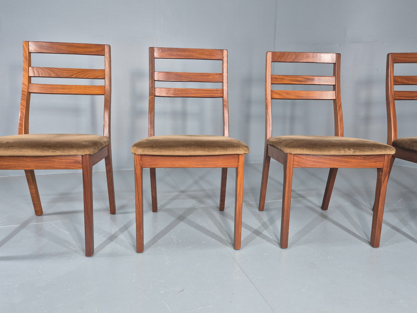 4 Vintage Nathan Dining Chairs Teak Frames 1970s Retro MCM EB11961