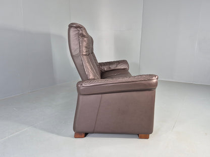 Vintage Stressless 2 Seat Sofa Brown Leather Buckingham Range 1990s  Eb13055