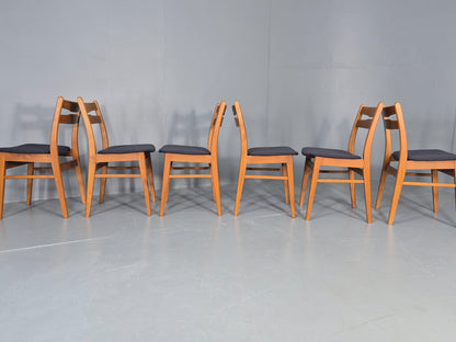 6 Vintage Danish Dining Chairs Farstrup Beech and Teak Retro 1960s EB12103