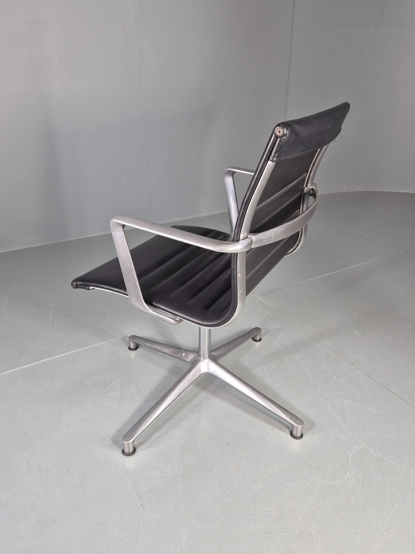 Vintage ICF Eames Style Office Chair Leather and Aluminium EB12243