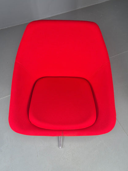 Vintage Allermuir Open Range Swivel Chair Red Fabric EB12248