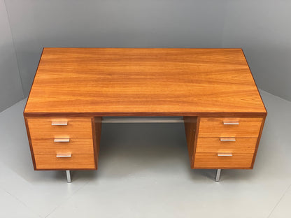 Vintage Teak Executive Desk Mid Century 1960s Drawers Chrome Retro EB12896