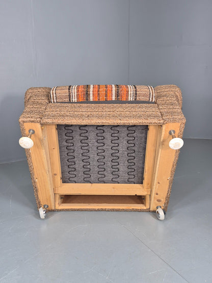 Vintage Retro Lounge Chair 1970s Danish Wool Stripe Upholstery EB12088