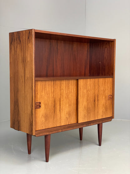 Vintage Danish 1960s Bookcase Cabinet Darkwood Sliding Mid Century Retro EB11992