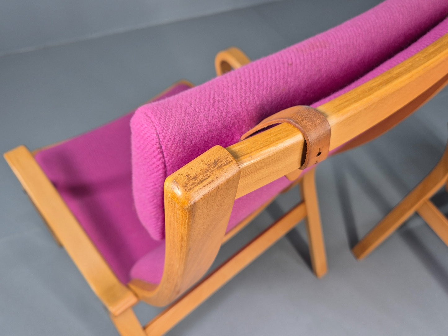 2 Vintage Bentwood Lounge Chairs Finn Ostergaard Pink Wool Retro EB12143