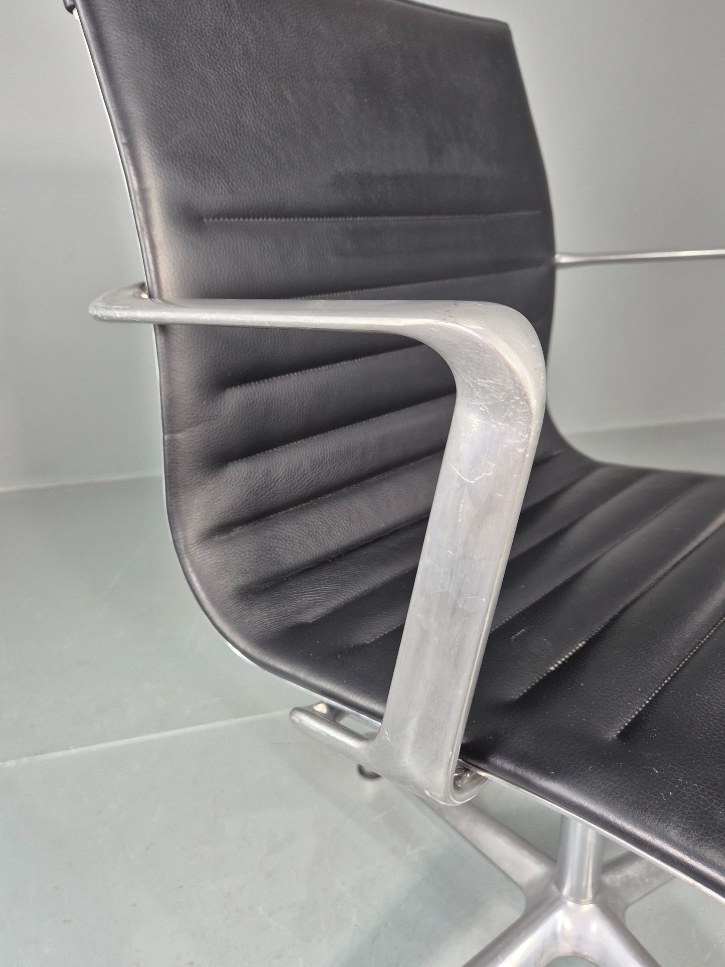 Vintage ICF Eames Style Office Chair Leather and Aluminium EB12241