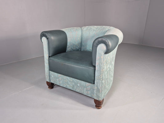 Vintage Art Deco Tub Barrel Chair 1980s Make Over Turquoise Retro EB12714