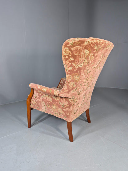 Vintage Parker Knoll Mid Century Lounge Chair Pink Hued Paisley Velour EB12168