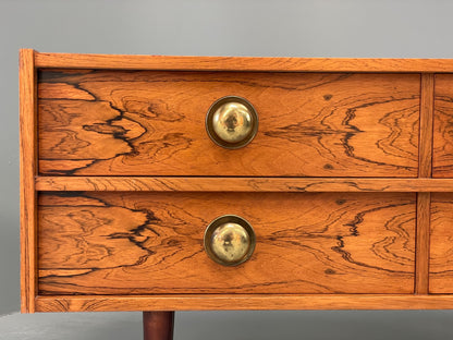 Vintage Chest Of Drawers TV Unit Danish 1960s Mid Century Brass Darkwood EB12350