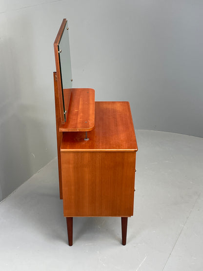 Vintage 1970s Bedside Cabinet Chest Of Drawers Cherry Mirror Retro EB12302