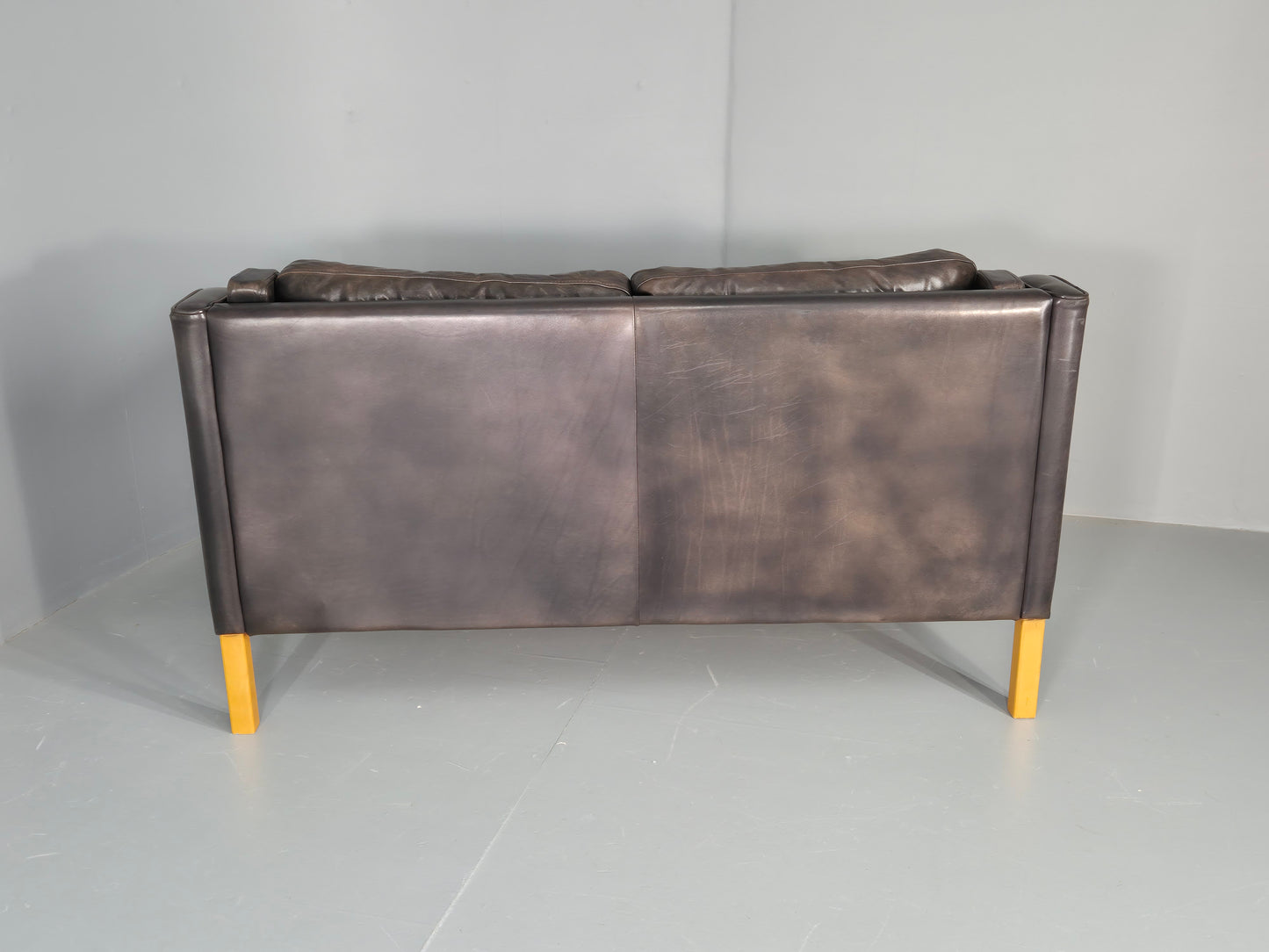 Vintage 2 Seater Sofa Mid Century Danish Leather Retro 1980s EB12227