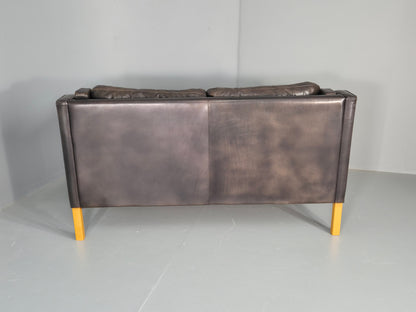 Vintage 2 Seater Sofa Mid Century Danish Leather Retro 1980s EB12227
