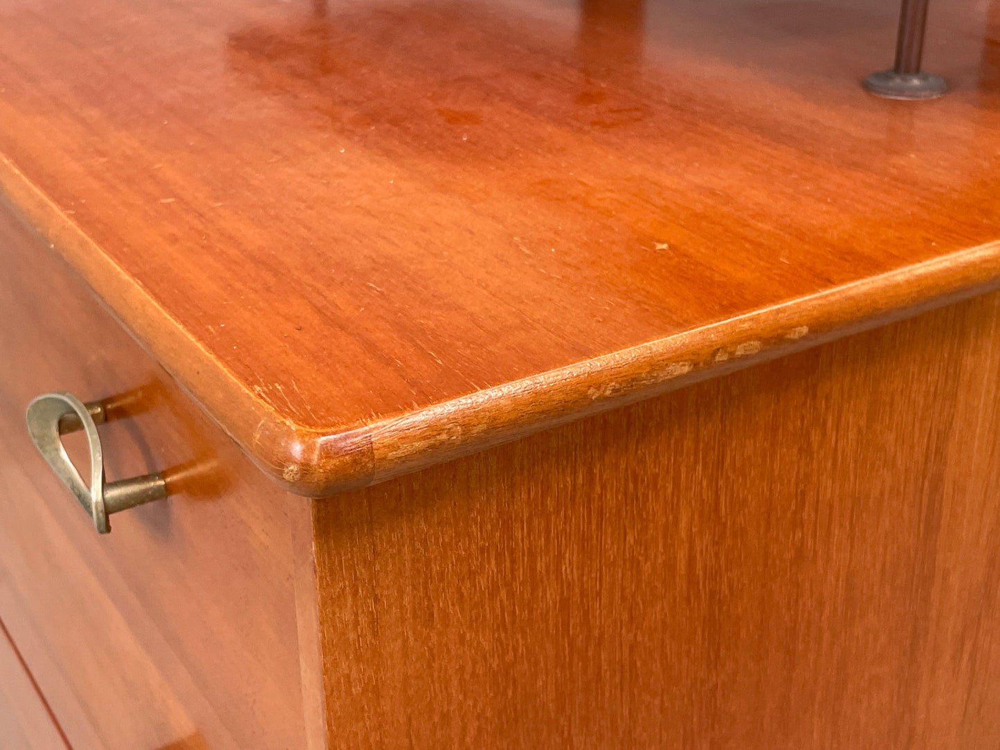 Vintage 1970s Bedside Cabinet Chest Of Drawers Cherry Mirror Retro EB12302