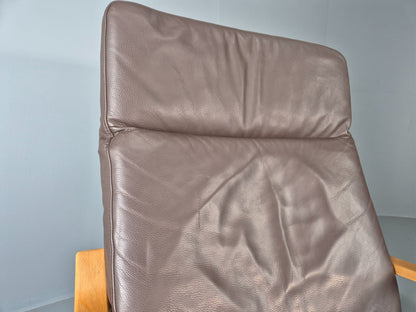 2 Vintage Danish Leather Lounge Chairs Bent Wood Frames 1980s Retro EB13073