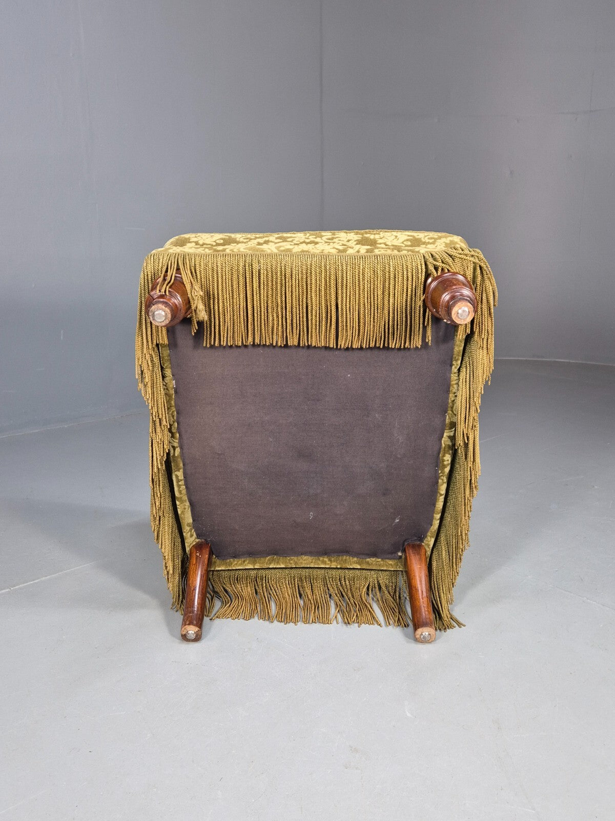 Vintage Danish Lounge Chair Green Moquette Tassels Antique 1900s EB8458 VCLO