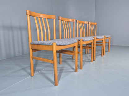 4 Vintage Mid Century Dining Chairs 1970s Retro New Upholstery Beech EB12785