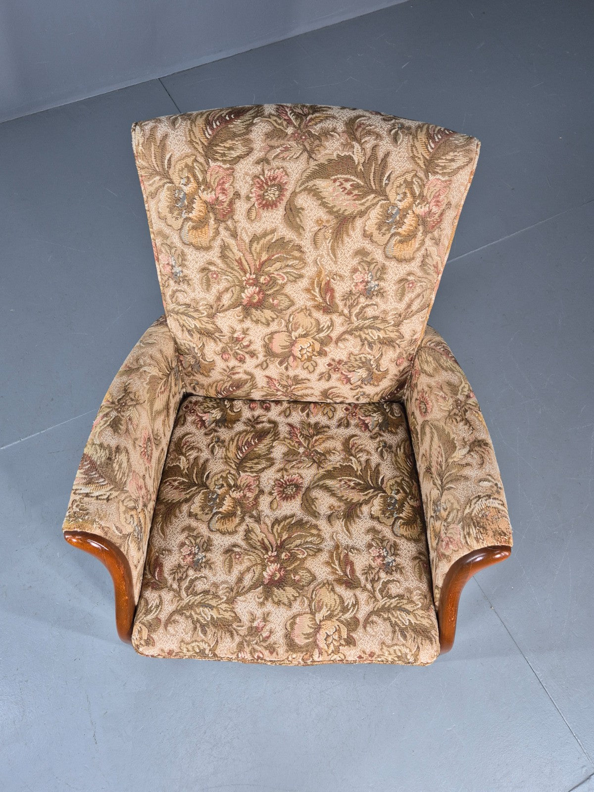 Vintage Parker Knoll Retro 1960s Armchair Floral Upholstery Beech Frame EB12167