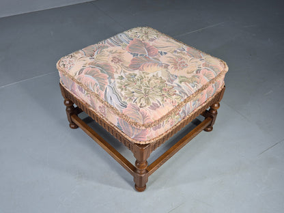 Vintage Ercol Cloisters Range Footstool Floral Cotton Upholstery EB12918