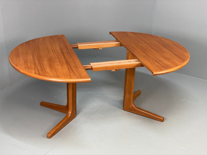 Vintage Teak Dining Table Circular Danish Retro Design 1970s EB12074