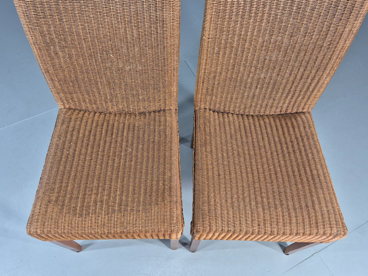 2 Vintage Rattan Dining Chairs 1980s Retro Dutch EB12047