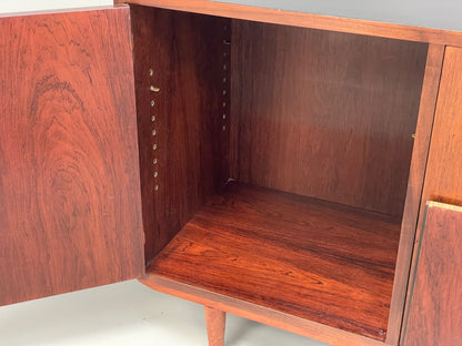 Vintage 1960s Sideboard Cabinet Danish Mid Century Darkwood Shelving EB12923