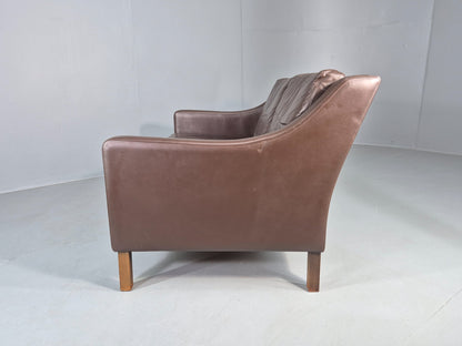 Vintage Mid Century 2 Seater Sofa Brown Leather Danish 1970s Retro MCM EB12468