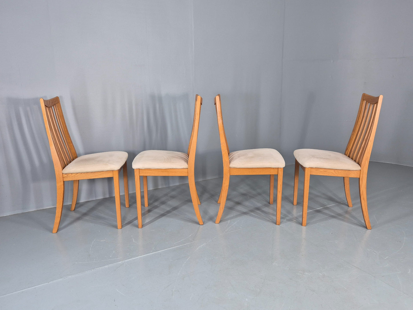 4 Vintage G Plan Dining Chairs High Spoke Back Ash Frame 1990s Retro EB12840
