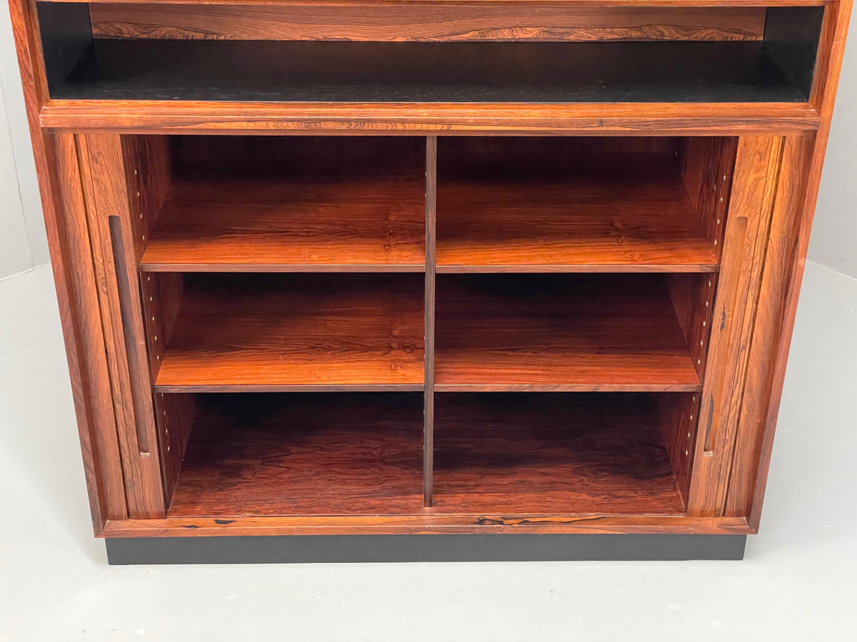 Vintage Danish Wall Unit Mid Century 1960s Tambour Shelving Cabinet Retro 13101