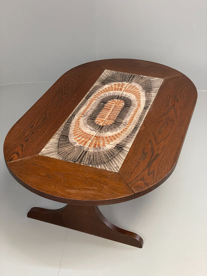 Vintage Coffee Table Tile Topped Oak Retro 1970s Poulsen Style Tiles EB10881