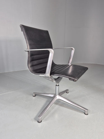 Vintage ICF Eames Style Office Chair Leather and Aluminium EB12240