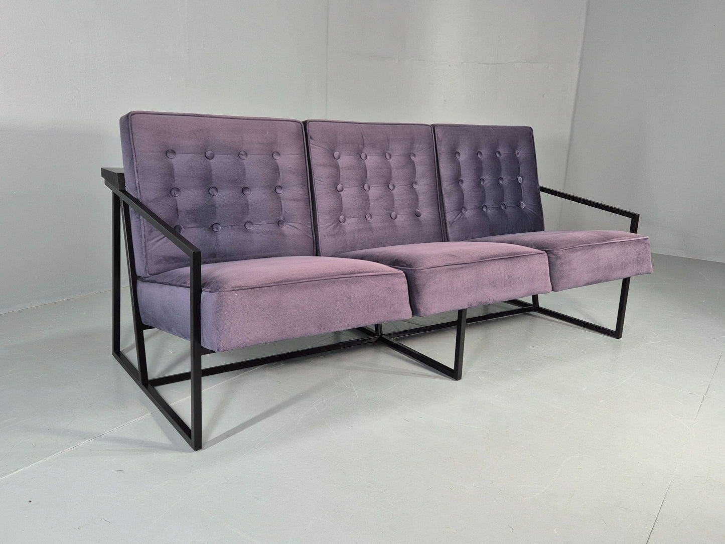 Vintage 3 Seater Sofa Modern Design Orange Box Lossit Purple Velvet EB12800