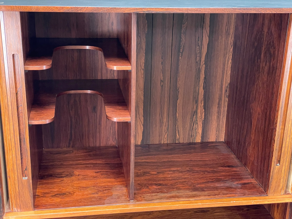 Vintage Danish Wall Unit Mid Century 1960s Tambour Shelving Cabinet Retro 13102