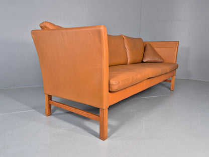 Vintage 3 Seater Sofa Danish Mid Century Skippers Tan Leather Retro  EB10530