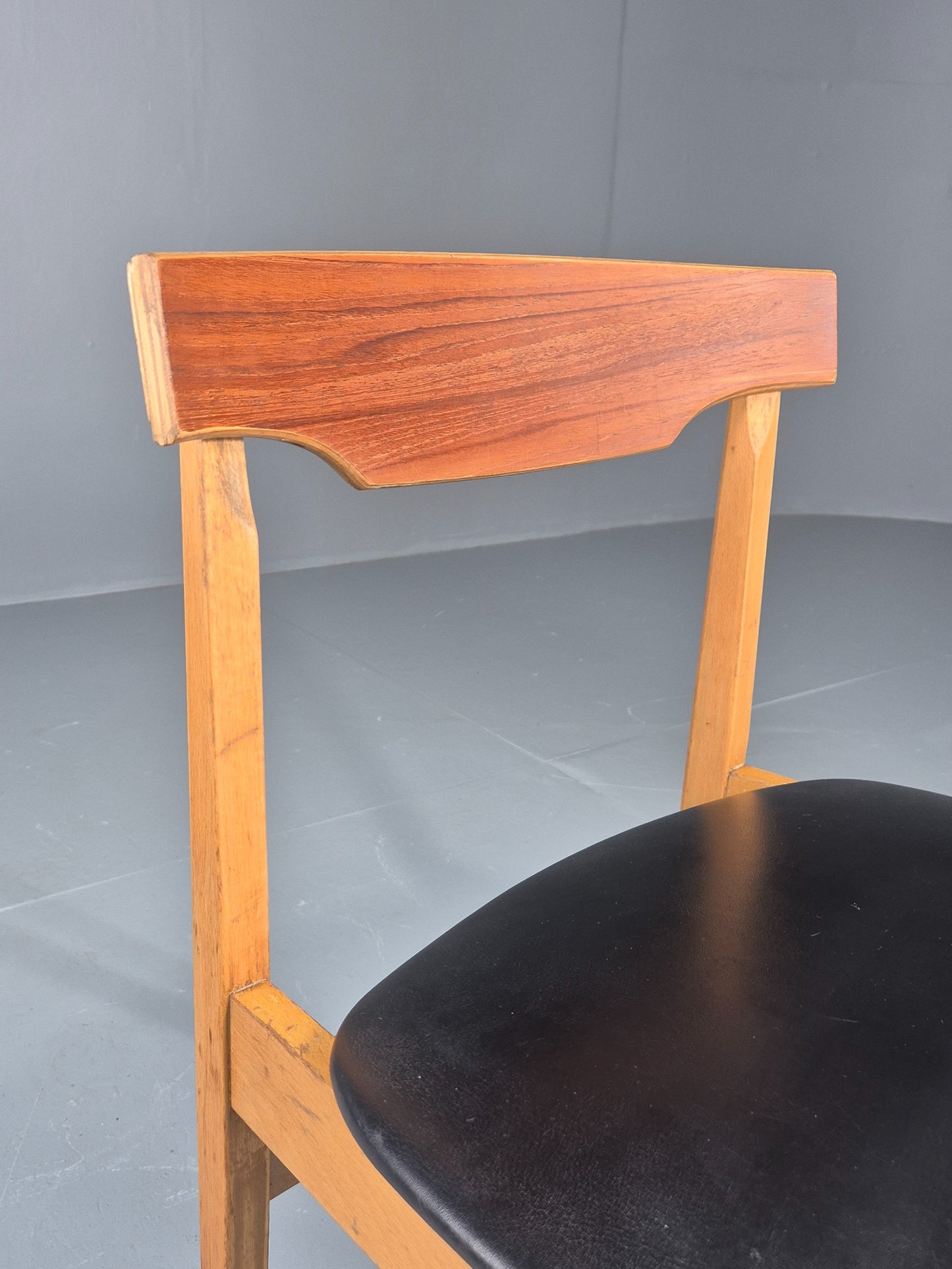 Vintage Teak Dining Chair 1960s Retro Mid Century Vinyl Seat EB11759