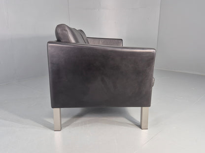 Vintage Stouby 2 Seater Sofa Black Leather 2000s Retro MCM  Quality EB12435