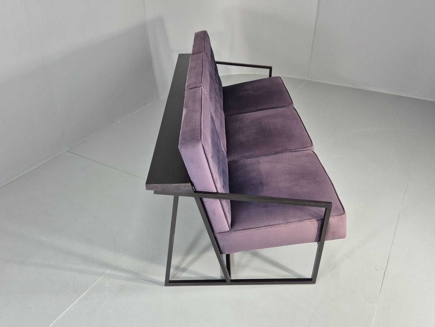 Vintage 3 Seater Sofa Modern Design Orange Box Lossit Purple Velvet  EB12806