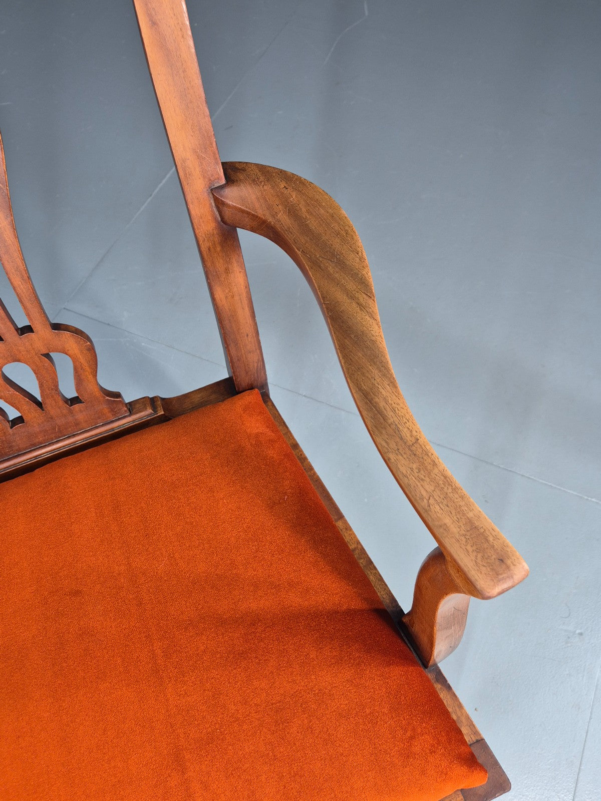 Hepplewhite Revival Oak Elbow Chair Antique New Seat Pad EB11931