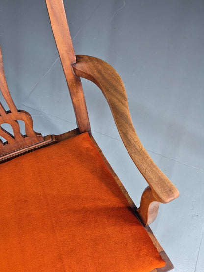 Hepplewhite Revival Oak Elbow Chair Antique New Seat Pad EB11931