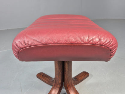 Vintage Danish Leather Footstool 1980s Retro EB09060