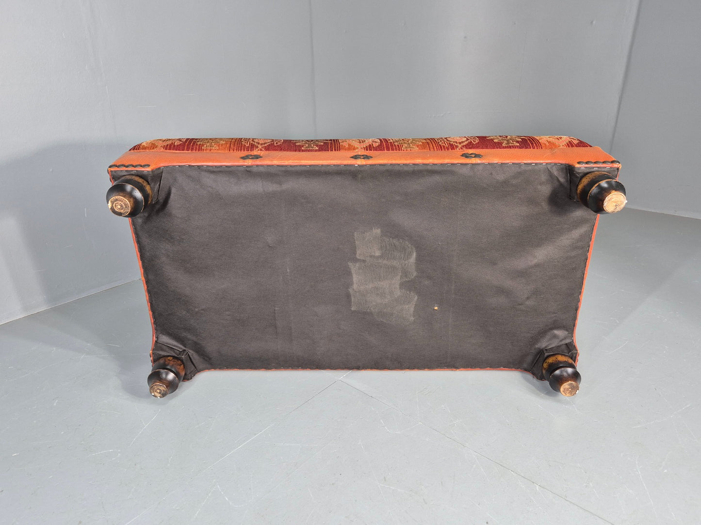 Vintage Tetrad Eastwood Footstool Leather Kilim Upholstery Large EB12038